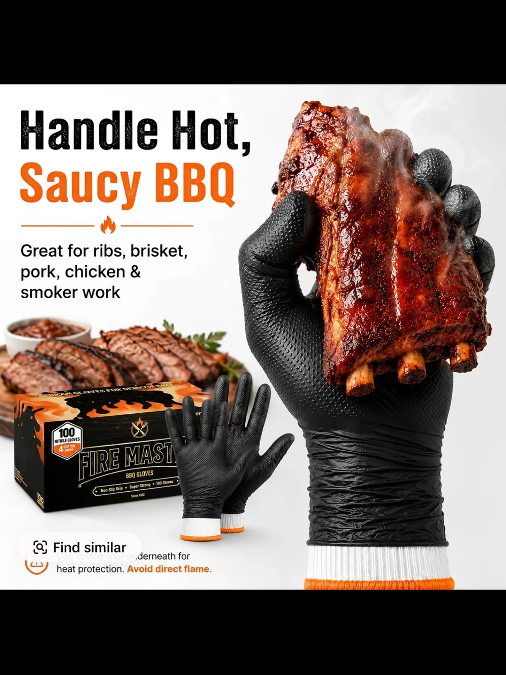 Heat-Resistant Black BBQ Gloves